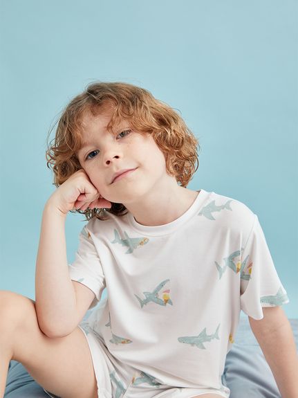 KIDS】【接触冷感】SHARK柄Tシャツ(カットソー＆Tシャツ
