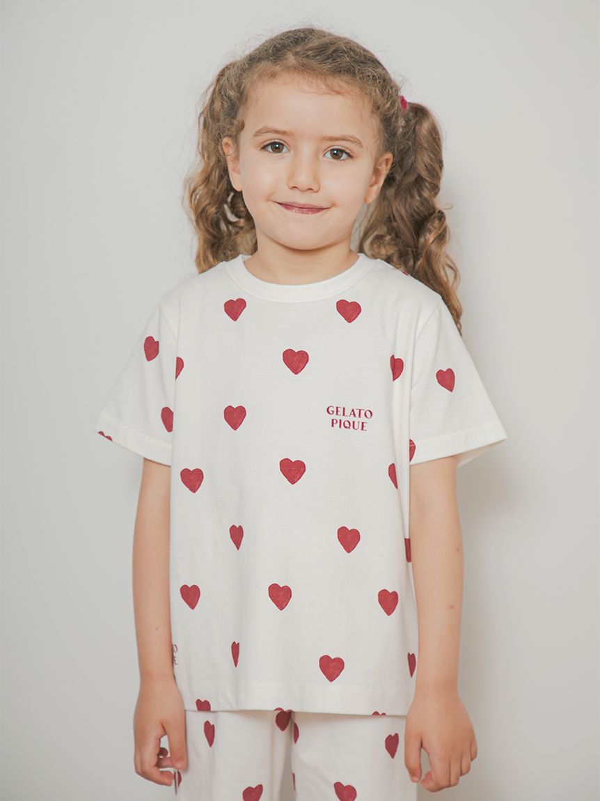 KIDS】ハート柄Tシャツ(カットソー＆Tシャツ)｜ルームウェア