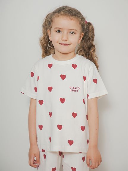 KIDS】ハート柄Tシャツ(カットソー＆Tシャツ)｜ルームウェア