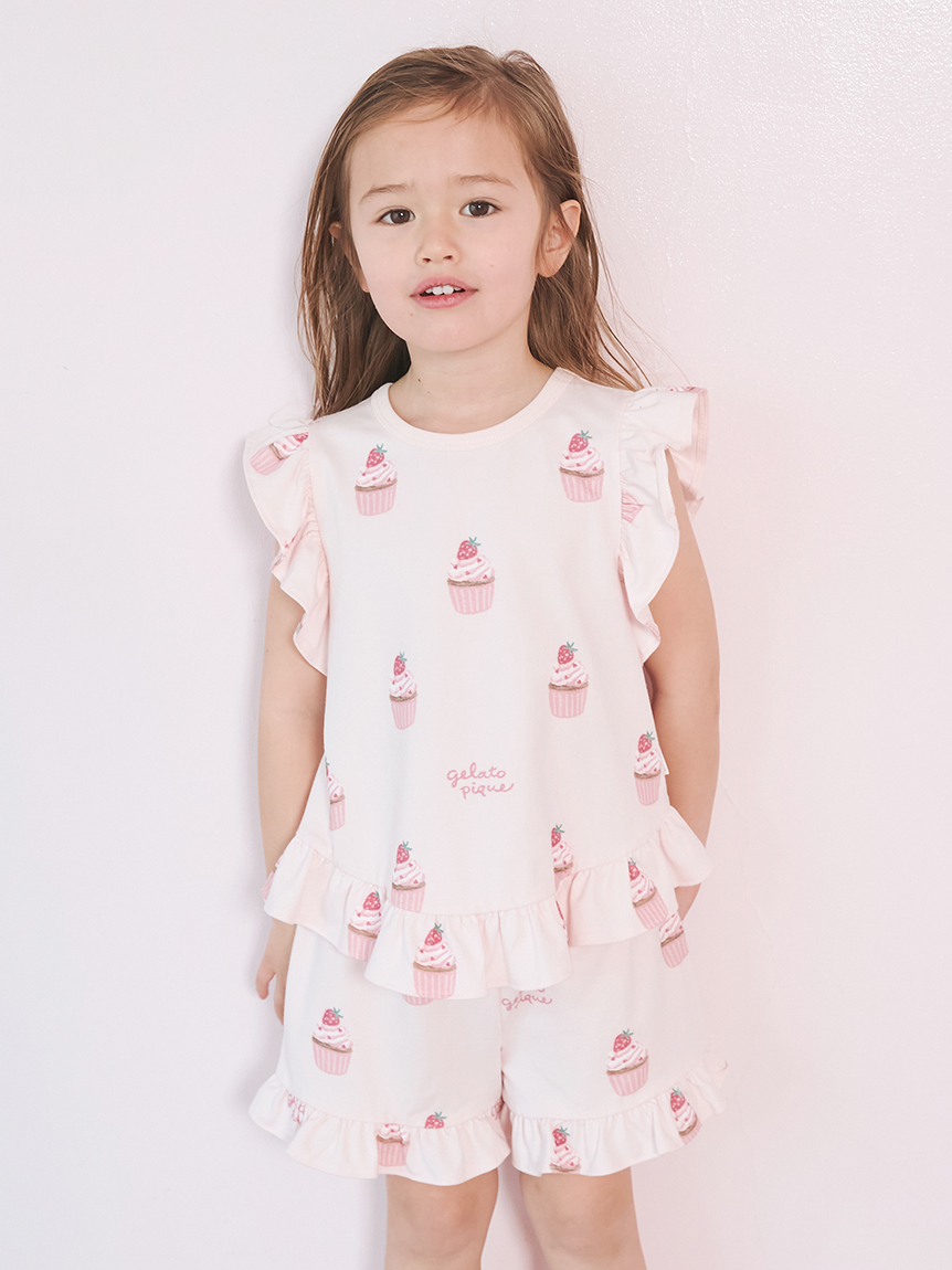 KIDS】カップケーキ柄Tシャツ(カットソー＆Tシャツ)｜ルームウェア