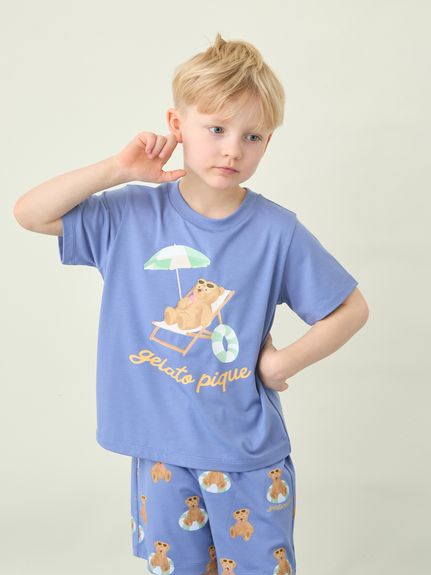 ジェラートピケ トップス 90 100 新品 KIDS】【接触冷感】サマーベアワンポイントTシャツ(カットソー＆T