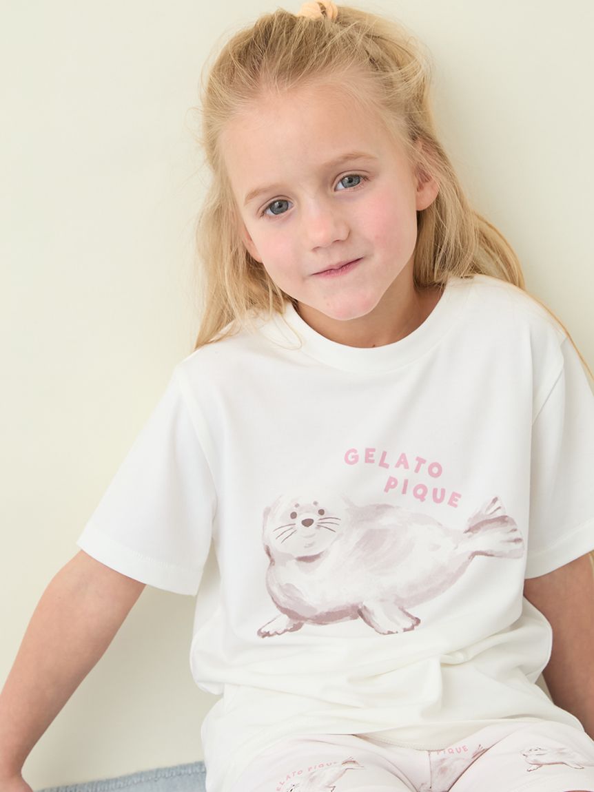 KIDS】【接触冷感】シーアニマル柄ワンポイントTシャツ(カットソー＆T