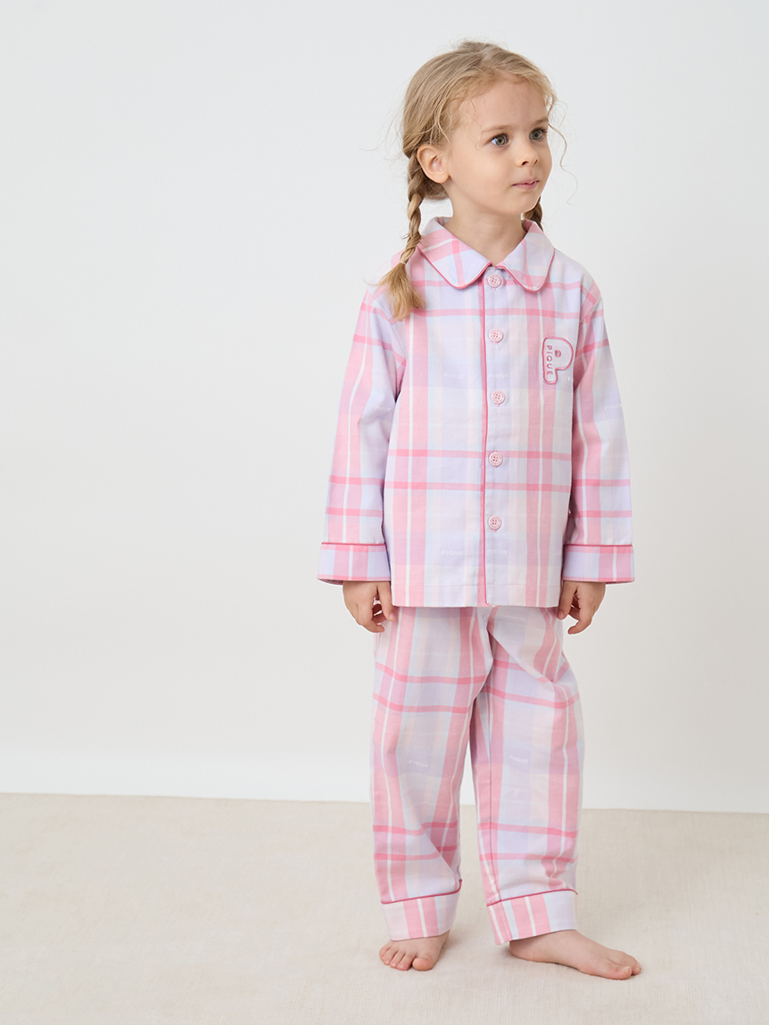 正規品♡リサイクルジェラート&チェックロングパンツ♡ピンク KIDS】チェック柄ロングパンツ(ロングパンツ)｜ルームウェア・パジャマ