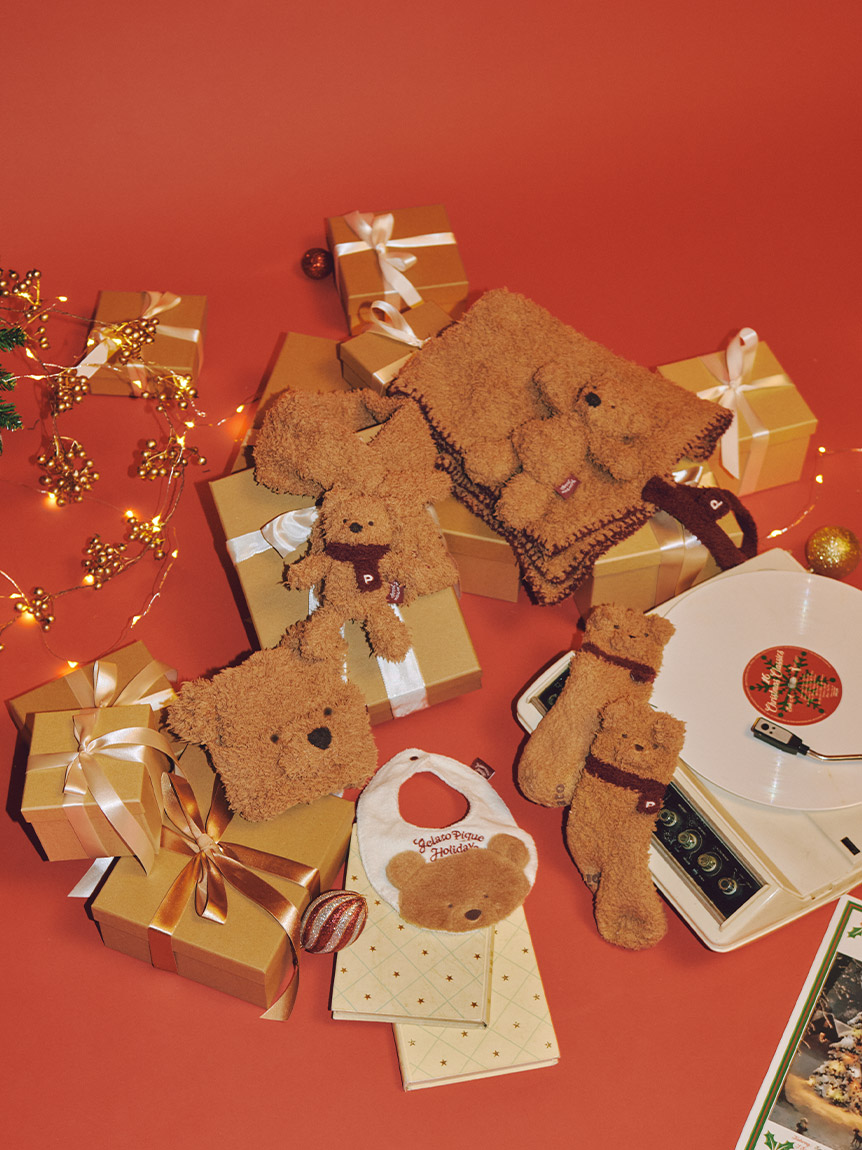 新品 gelato pique クマ刺繍 掛け布団 キルトケット ブラウン くま