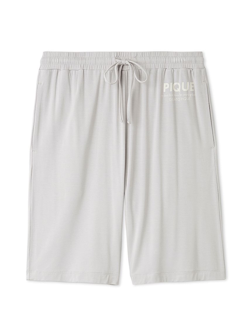 【HOMME】接触冷感レーヨンピケロゴハーフパンツ(LGRY-M)