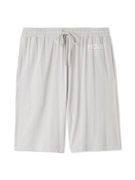 【HOMME】接触冷感レーヨンピケロゴハーフパンツ(LGRY-M)