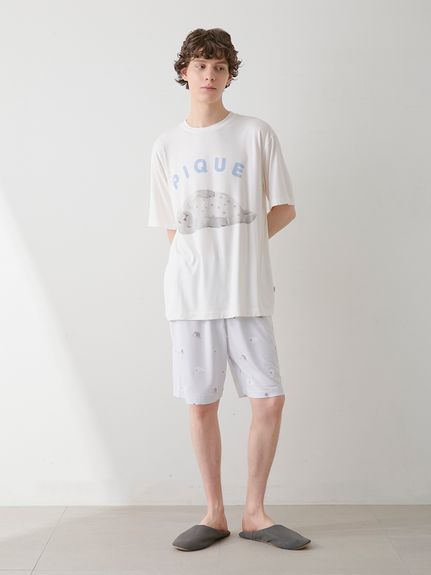 激安アウトレット HOMME】【接触冷感】あざらし柄ハーフパンツ(ハーフパンツ 服&ファッション小物