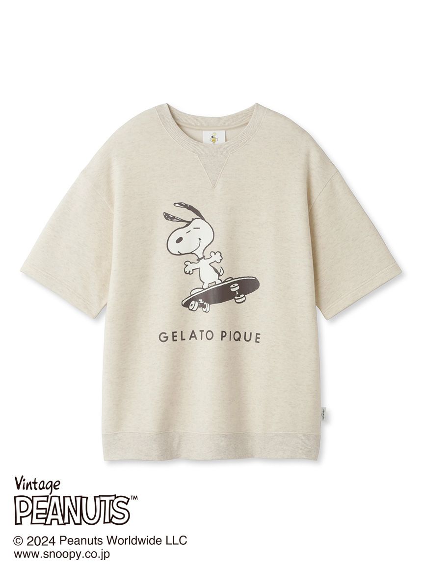 【PEANUTS】【HOMME】裏毛ワンポイントロゴプルオーバー(OATMEAL-M)