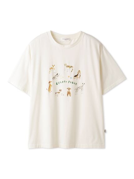 【接触冷感】【ヒラノトシユキ】【HOMME】DOGワンポイントTシャツ