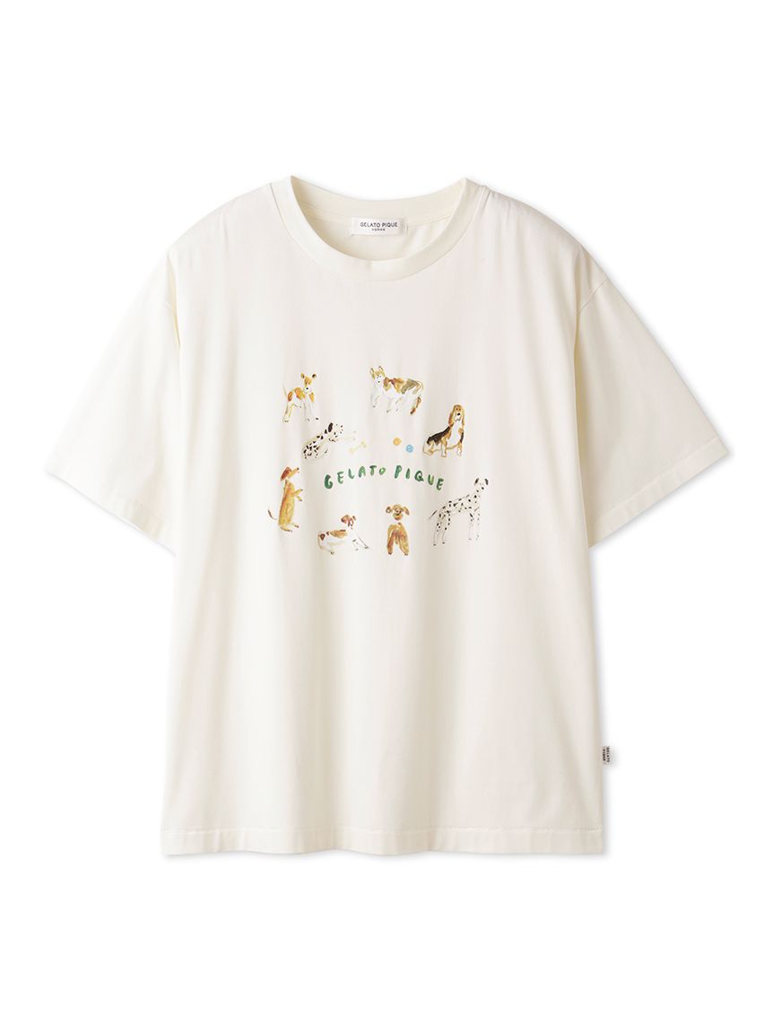 【接触冷感】【ヒラノトシユキ】【HOMME】DOGワンポイントTシャツ(OWHT-M)