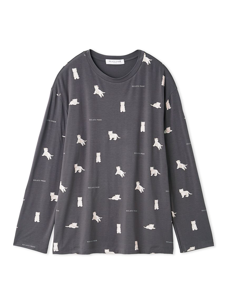 【ONLINE限定】【HOMME】ホワイトタイガー柄ロンT(NVY-M)