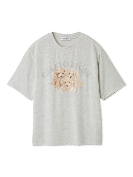 【HOMME】トイプードルワンポイントTシャツ(GRY-M)