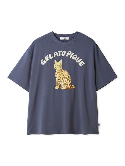 ジェラートピケ オム　ネコ柄シャツ　M HOMME】キャットワンポイントTシャツ(カットソー・Tシャツ