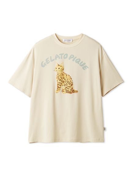 ジェラピケ　トップス猫 ONLINE限定カラーあり】CATワンポイントロンT(カットソー・T