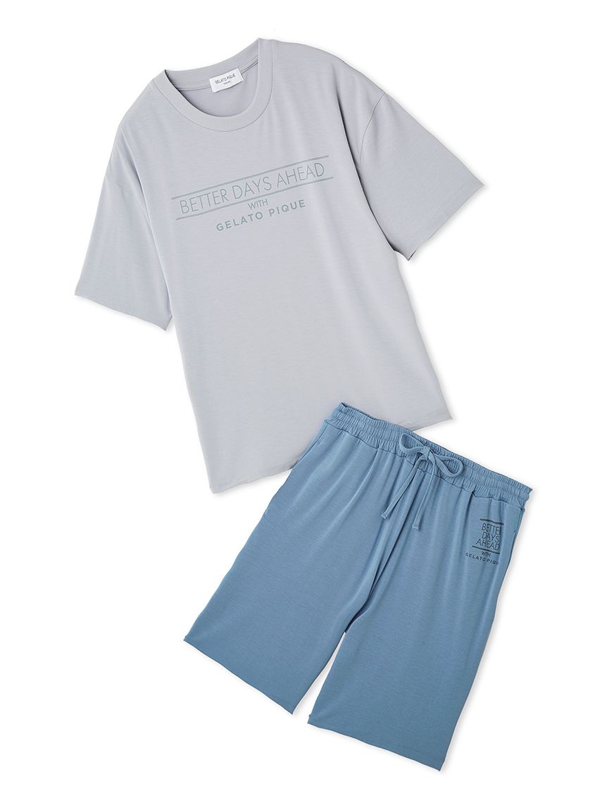 【HOMME】COOLレーヨンロゴTシャツ&ハーフパンツ gelato pique - 【HOMME】COOLレーヨンロゴTシャツ&ハーフパンツ