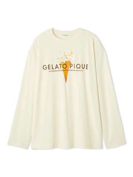値下げ新品 タグ付 ジェラートピケ Oui,レーヨンロゴロンT パンツセット F ☆新品タグ付☆gelatopique Qui,レーヨンロゴロンT＆ロングパンツ