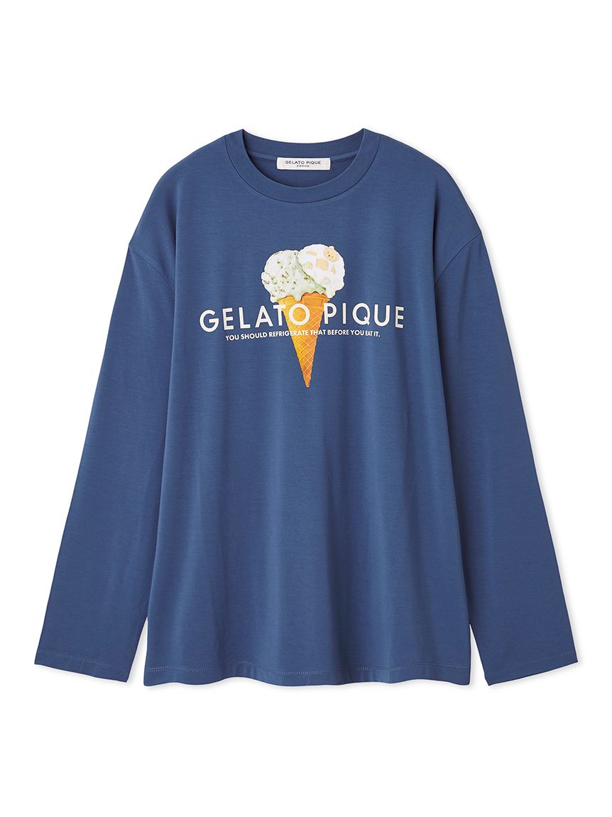 値下げ新品 タグ付 ジェラートピケ Oui,レーヨンロゴロンT パンツセット F ☆新品タグ付☆gelatopique Qui,レーヨンロゴロンT＆ロングパンツ
