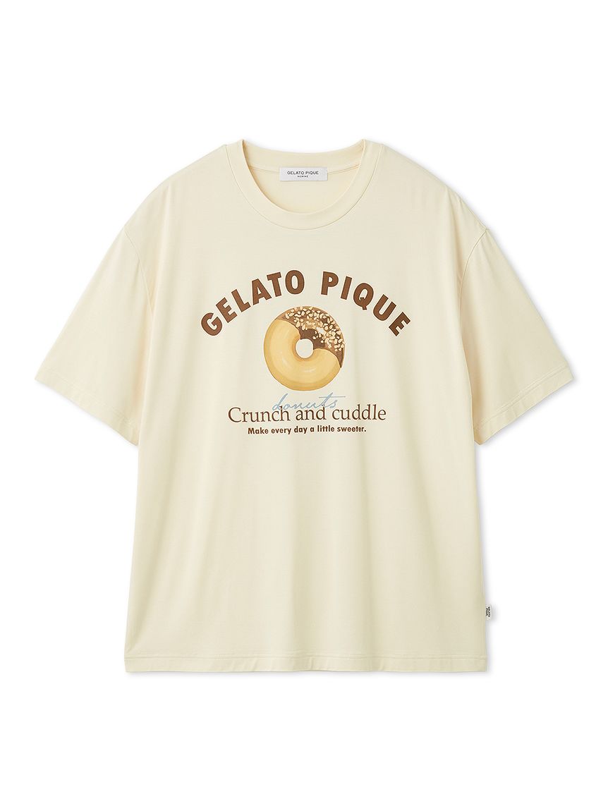 チョココ様【新品】ジェラートピケ　ドーナツワンポイントロンT& ロングパンツ HOMME】ドーナツワンポイントプリントTシャツ(カットソー・Tシャツ