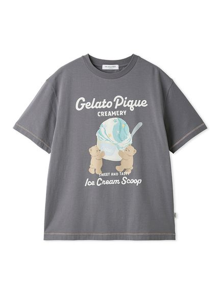 HOMME】【接触冷感】アイスクリームベアワンポイントTシャツ