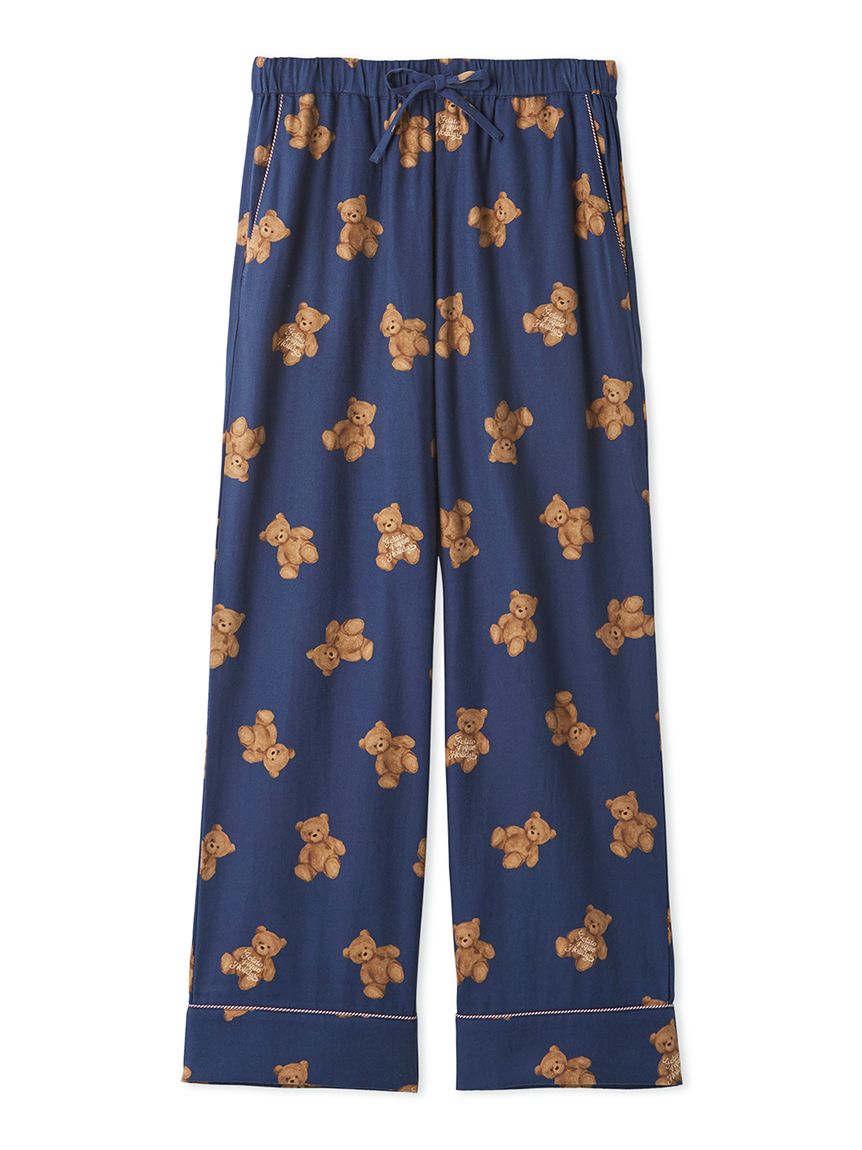 【HOLIDAY】ベア柄ネルシャツ&ベア柄ネルロングパンツセット　ホワイト HOLIDAY】ベア柄ネルロングパンツ（ルームウェア/パジャマ）｜gelato