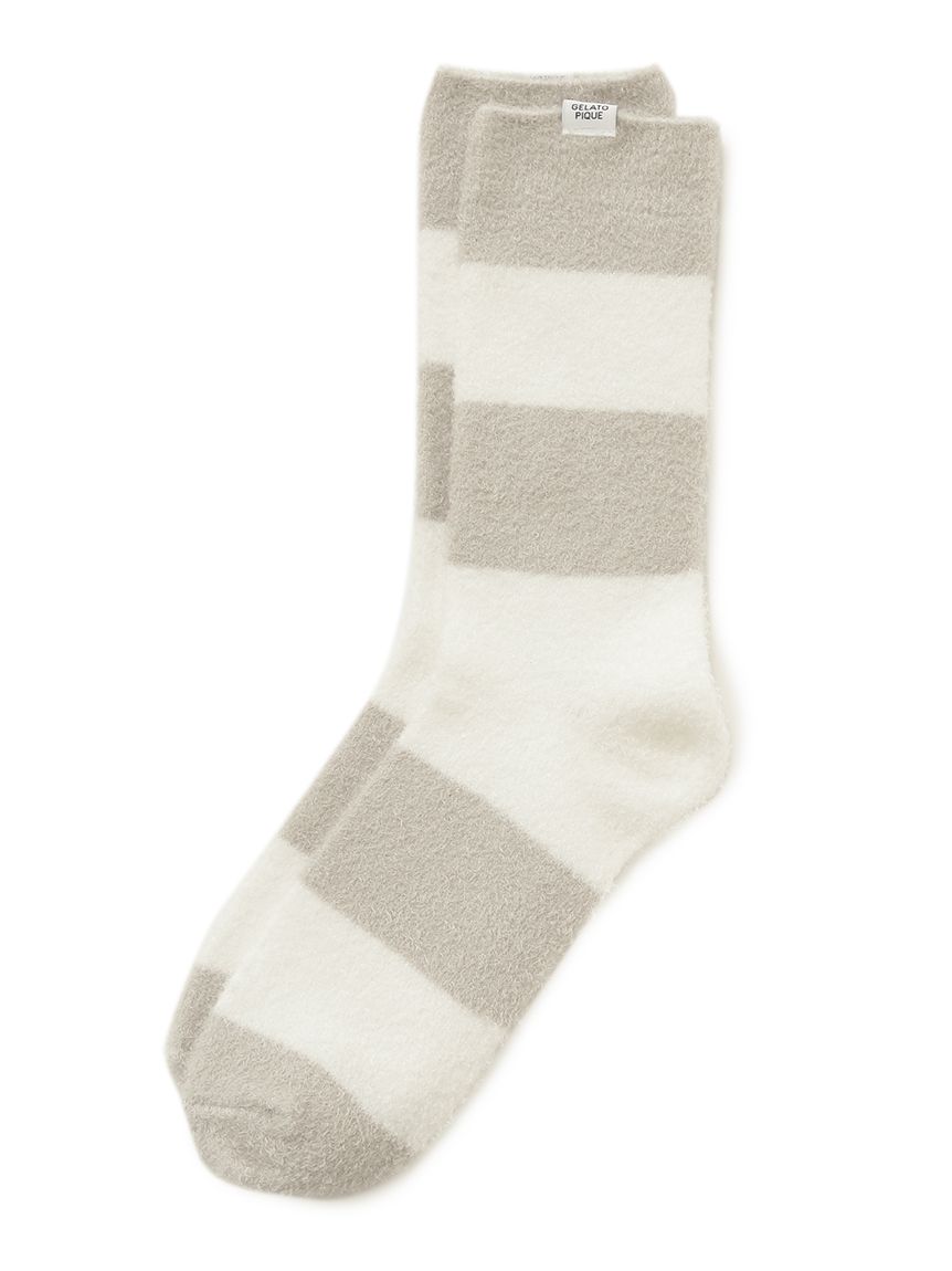 【HOMME】スムーズィー2ボーダーソックス(LGRY-F)