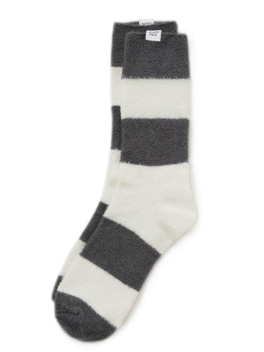 【HOMME】スムーズィー2ボーダーソックス(NVY-F)