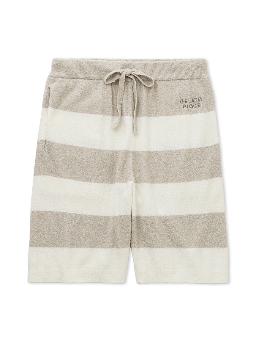 【HOMME】スムーズィー2ボーダーハーフパンツ(LGRY-M)