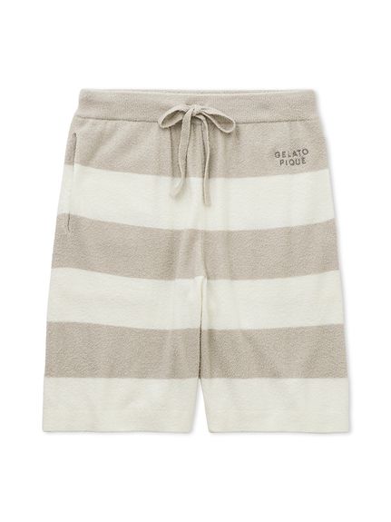 【HOMME】スムーズィー2ボーダーハーフパンツ(LGRY-M)