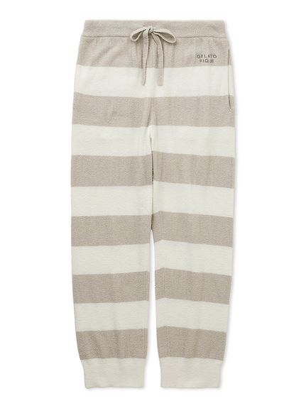 【HOMME】スムーズィー2ボーダーロングパンツ(LGRY-M)