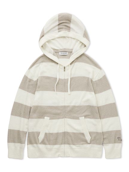 【HOMME】スムーズィー2ボーダーパーカ(LGRY-M)