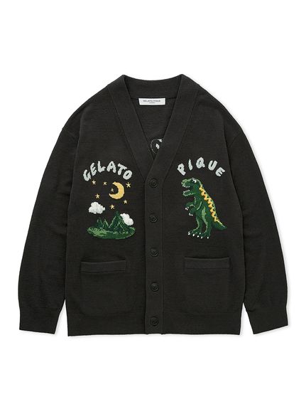 【HOMME】エアモコダイナソージャガードカーディガン