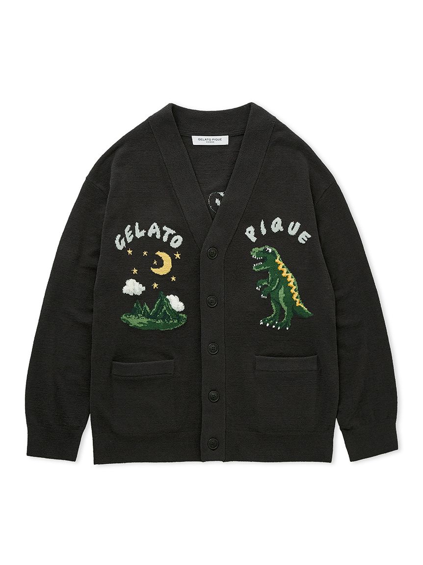 【HOMME】エアモコダイナソージャガードカーディガン(DGRY-M)