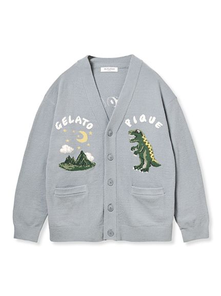 【HOMME】エアモコダイナソージャガードカーディガン(BLU-M)