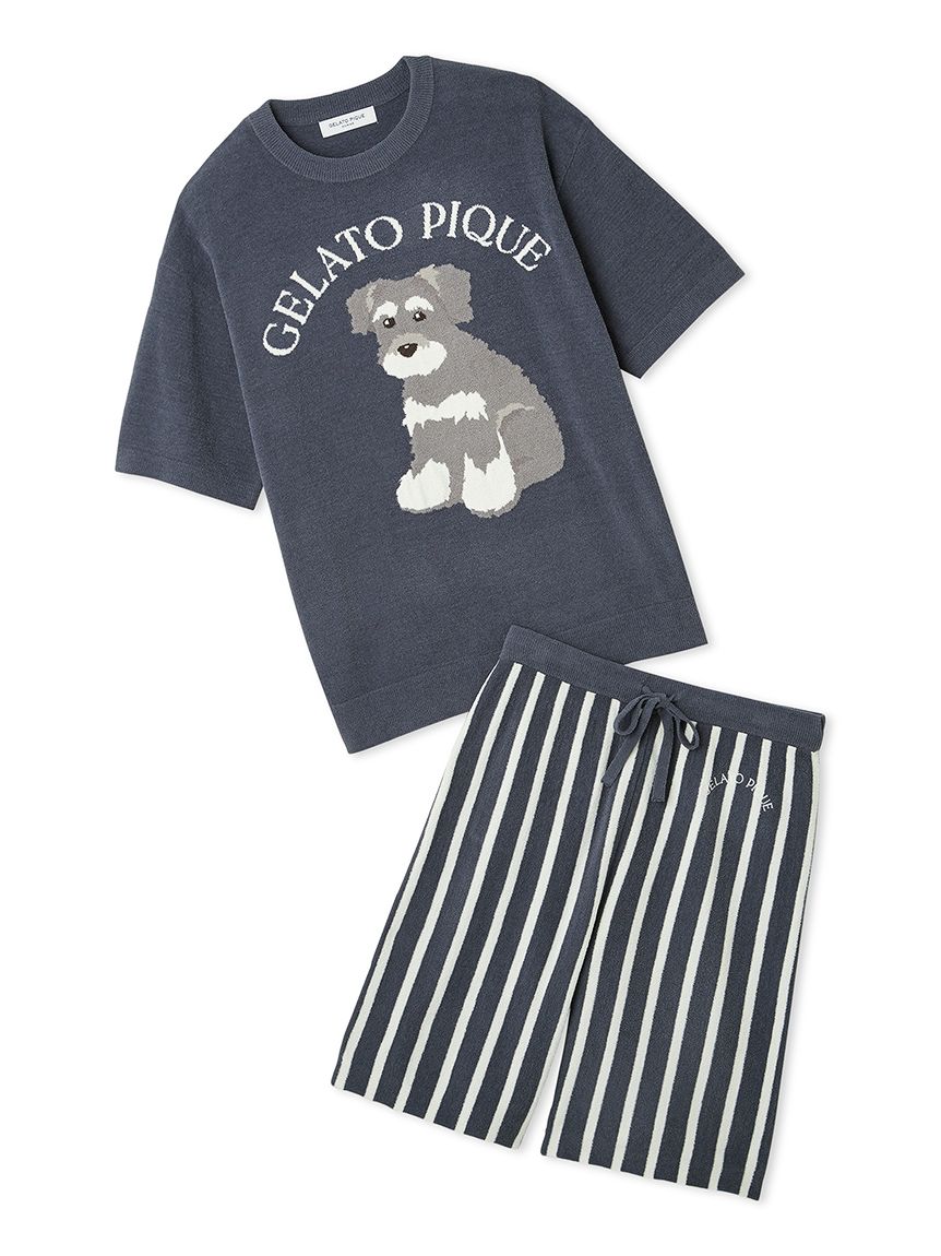 GELATO PIQUE HOMME 犬刺繍 フリースパジャマセット 公式】gelato pique CAT & DOG（ジェラート ピケ キャット