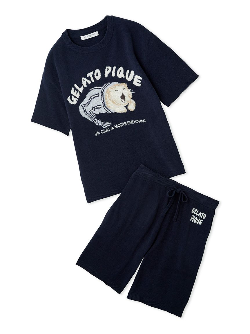 ジェラピケ SLEEPING DOG ジャガードプルオーバー　ショートパンツ ジェラピケ SLEEPING DOG ジャガードプルオーバー ショート