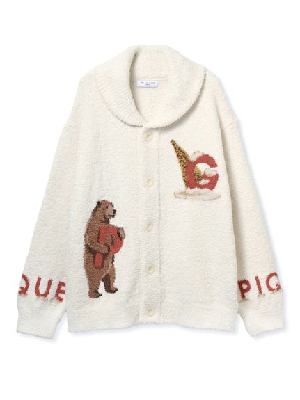 HOMME】パウダーフォレストベアジャガードカウチン(カーディガン