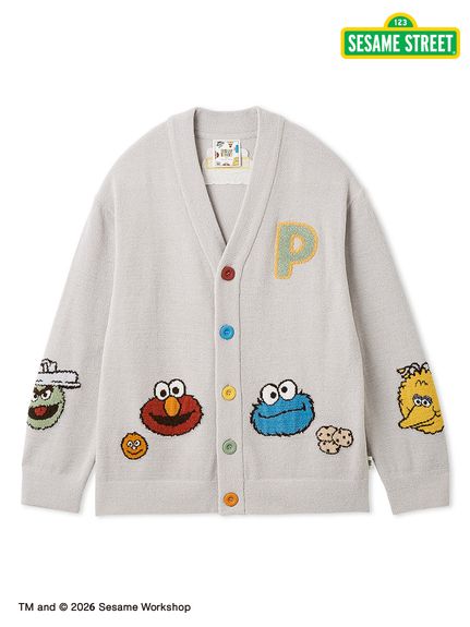【SESAME STREET】エアリーモコアップリケカーディガン SESAME STREET】エアリーモコアップリケカーディガン(カーディガン