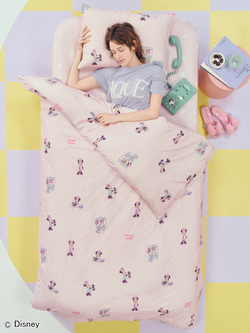 Sleep】Mickey&Minnie / プリント2点セット（シングル）(寝具