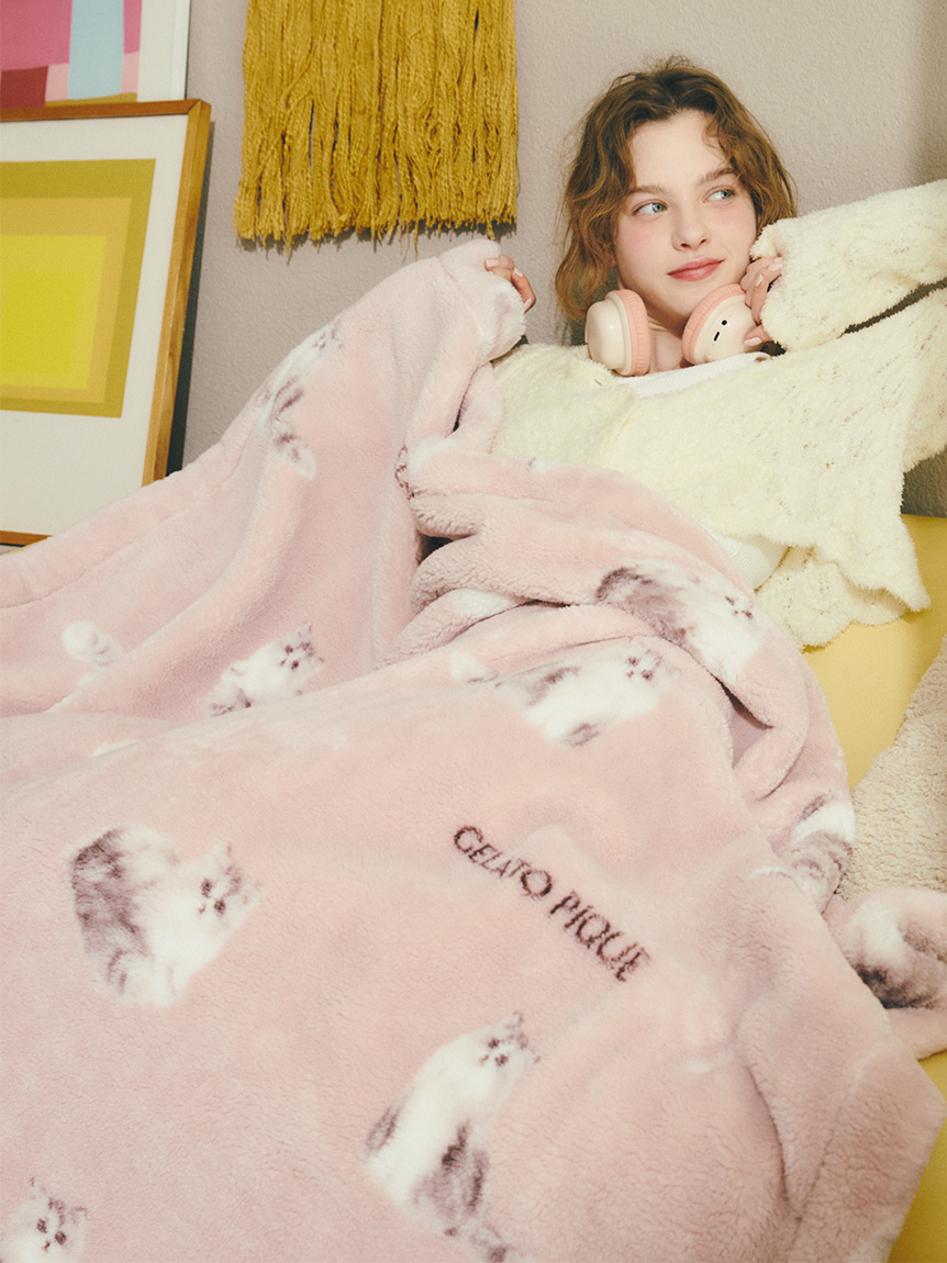 ジェラートピケ　Sleep CATプリント毛布　ラグドール　ブランケット　布団 ジェラートピケSleep CATプリント毛布ラグドールブランケット布団