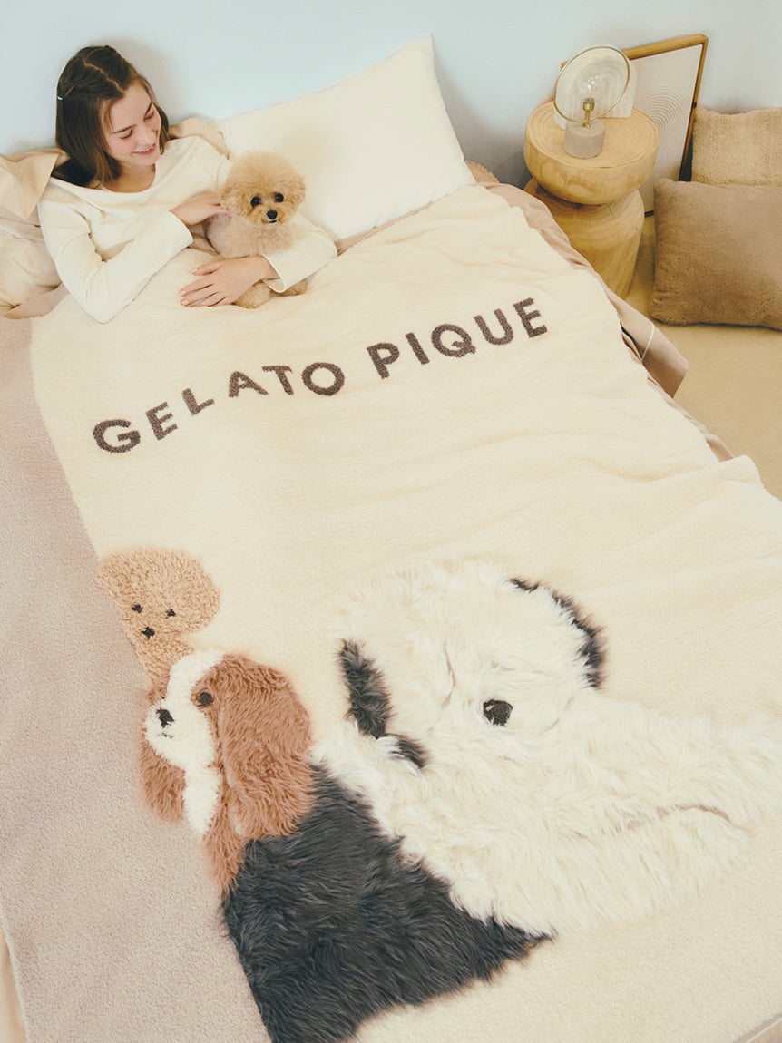 【正規品】ジェラートピケ シュナウザー柄ジャガードマルチカバー gelato pique - ♡ジェラートピケ♡【Sleep】DOGジャガード