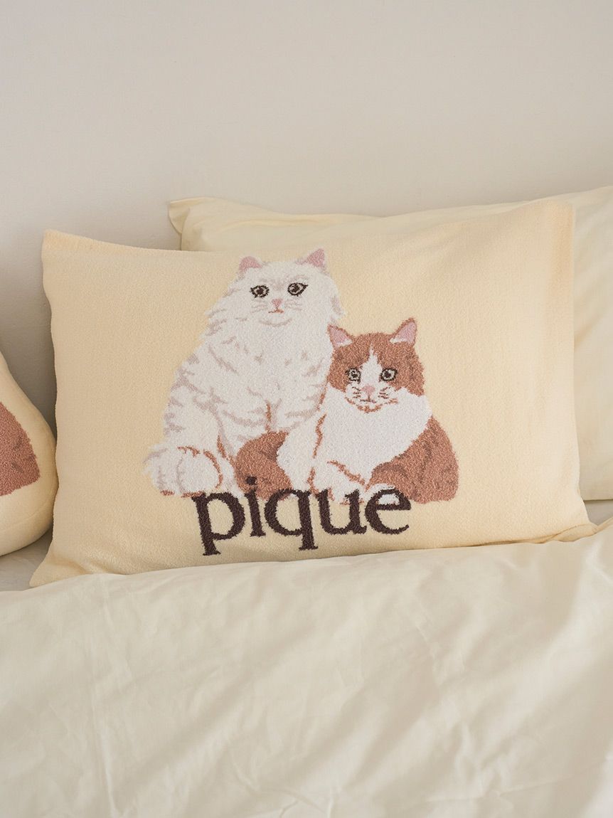 Sleep】エアリーモコキャットジャガードピローケース(枕カバー
