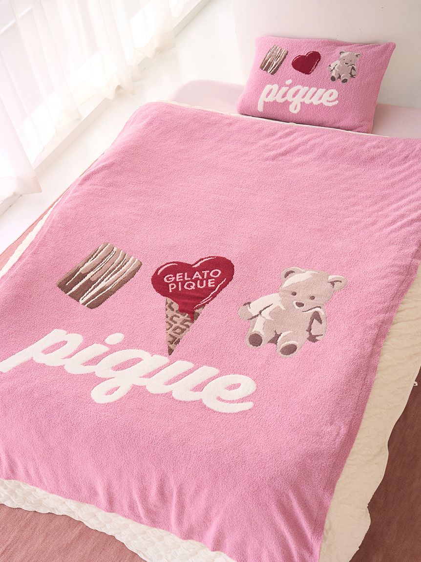 ジェラートピケ 【限定品】ベアジャガードマルチカバー【ピンク】 Valentine】【Sleep】ジャガードマルチカバー(ベッドリネン)｜ルーム