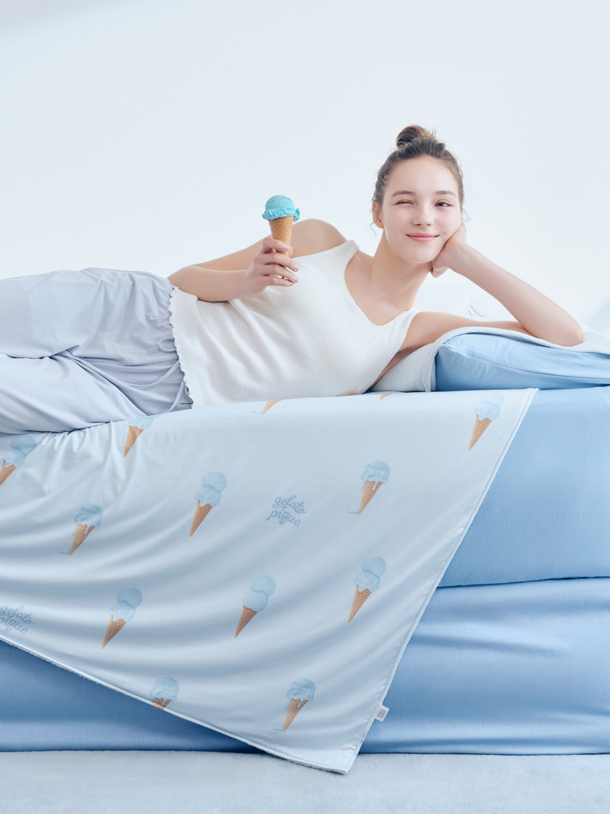 gelato pique 【Sleep】アイスショップ柄タオルケット Sleep】【接触冷感】【抗菌防臭】アイス柄 リバーシブルケット