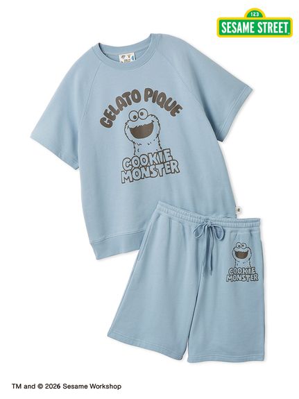 SESAME STREET】【UNISEX】裏毛プルオーバー＆ハーフパンツセット