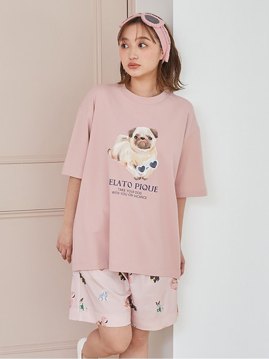 大人気!! gelato pique ドッグ柄 プルオーバー&ハーフパンツ SET UNISEX】SUMMER DOG総柄ハーフパンツ(ボトムス)|ルームウェア