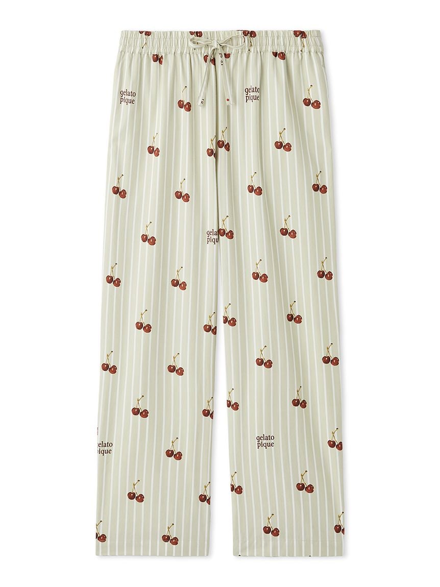 新作GELATO PIQUE チェリー柄ルームウェアセット M gelato pique - ジェラピケ チェリー柄パジャマ上下セットの通販