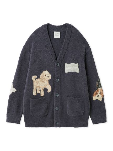 【UNISEX】エアリーモコプレイフルDOGジャガードカーディガン MLサイズ pique｜【UNISEX】エアリーモコプレイフルDOGジャガード gelato ルームウェア・パジャマ
