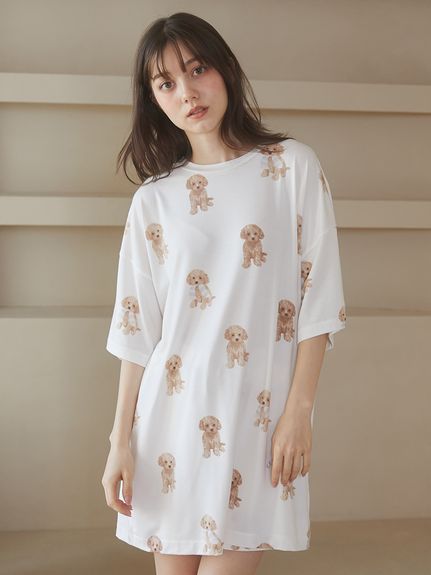 トイプードル柄ビッグＴシャツ(OWHT-F)