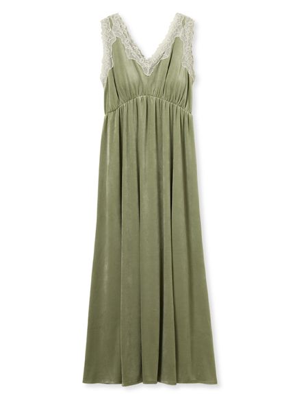 MUCHA】ベロア×レースカップインワンピース(ワンピース)｜ルームウェア