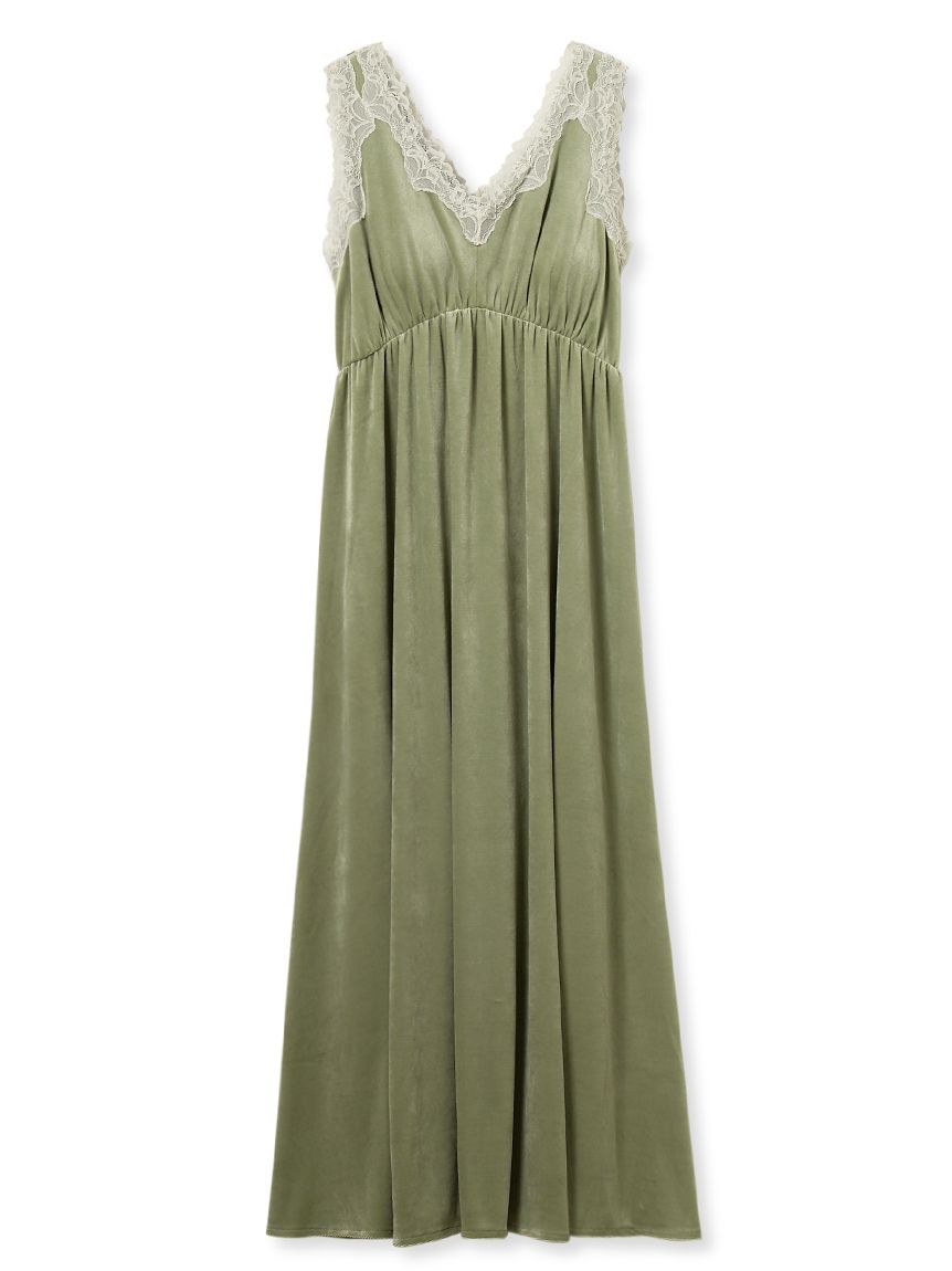 MUCHA】ベロア×レースカップインワンピース(ワンピース)｜ルームウェア